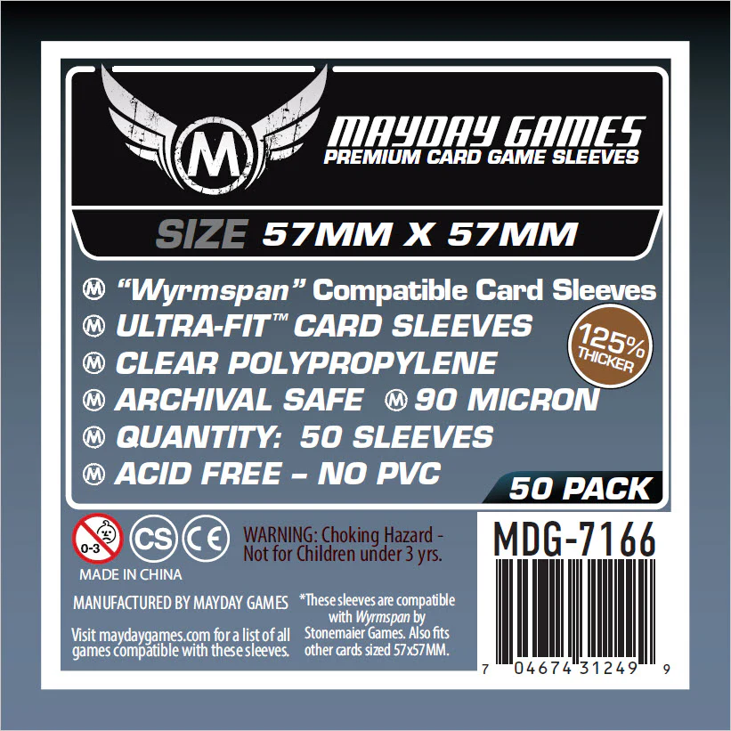 Mayday Wyrmspan Sleeves: Premium, 57 x 57, Pack of 50